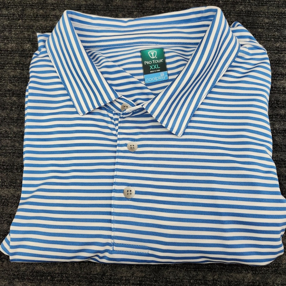 Pro tour cool play golf polo 2XL Blue Stripes